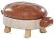 Kids Animal Stool Brown Faux Leather Footstool Wooden Legs Children's Room Seat  Beliani