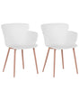 Set of 2 Dining Chairs White Synthetic Material Metal Legs Ergonomic Back Modern Living Room Beliani