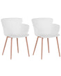 Set of 2 Dining Chairs White Synthetic Material Metal Legs Ergonomic Back Modern Living Room Beliani