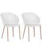 Set of 2 Dining Chairs White Synthetic Material Metal Legs Modern Living Room Beliani