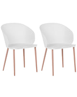 Set of 2 Dining Chairs White Synthetic Material Metal Legs Modern Living Room Beliani