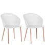 Set of 2 Dining Chairs White Synthetic Material Metal Legs Modern Living Room Beliani