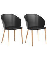 Set of 2 Dining Chairs Black Synthetic Material Metal Legs Modern Living Room Beliani