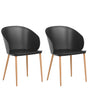 Set of 2 Dining Chairs Black Synthetic Material Metal Legs Modern Living Room Beliani