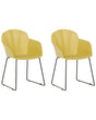 Set of 2 Dining Chairs Yellow Synthetic Material Black Metal Legs Formed Back Modern Living Room Beliani