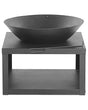 Fire Pit Heater Black Steel Low Round Bowl Shaped with Log Storage and Poker Beliani