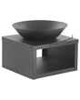 Fire Pit Heater Black Steel Low Round Bowl Shaped with Log Storage and Poker Beliani
