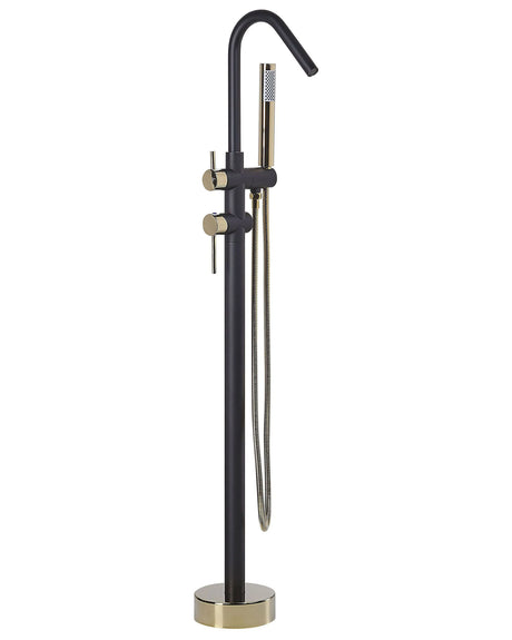 Bathtub Faucet Black Gold Chrome Freestanding 118 cm with Hand Shower Modern Beliani