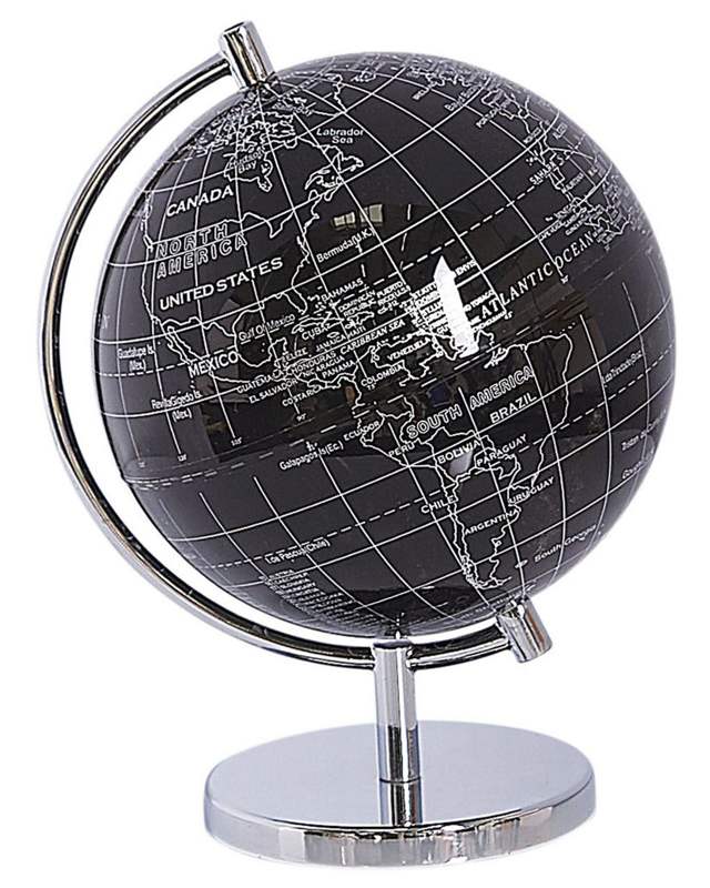 Globe Black Synthetic Decorative 15 cm World Sphere Office Study Modern Decor Beliani