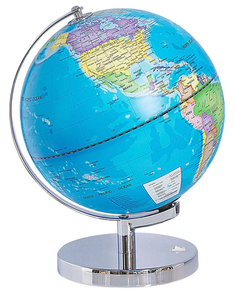 Decorative Globe Blue Silver Metal Stand Felt Pad LED Star Map 24 cm  Beliani