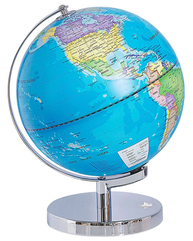 Decorative Globe Blue Silver Metal Stand Felt Pad LED Star Map 24 cm  Beliani