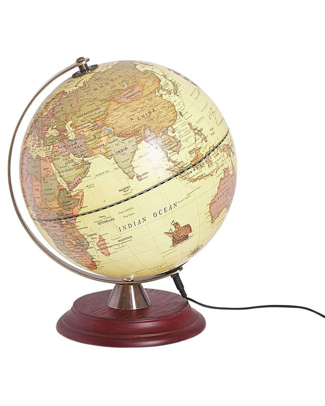 Globe Yellow Synthetic with LED Decorative 25 cm World Sphere Office Study Modern Decor Beliani
