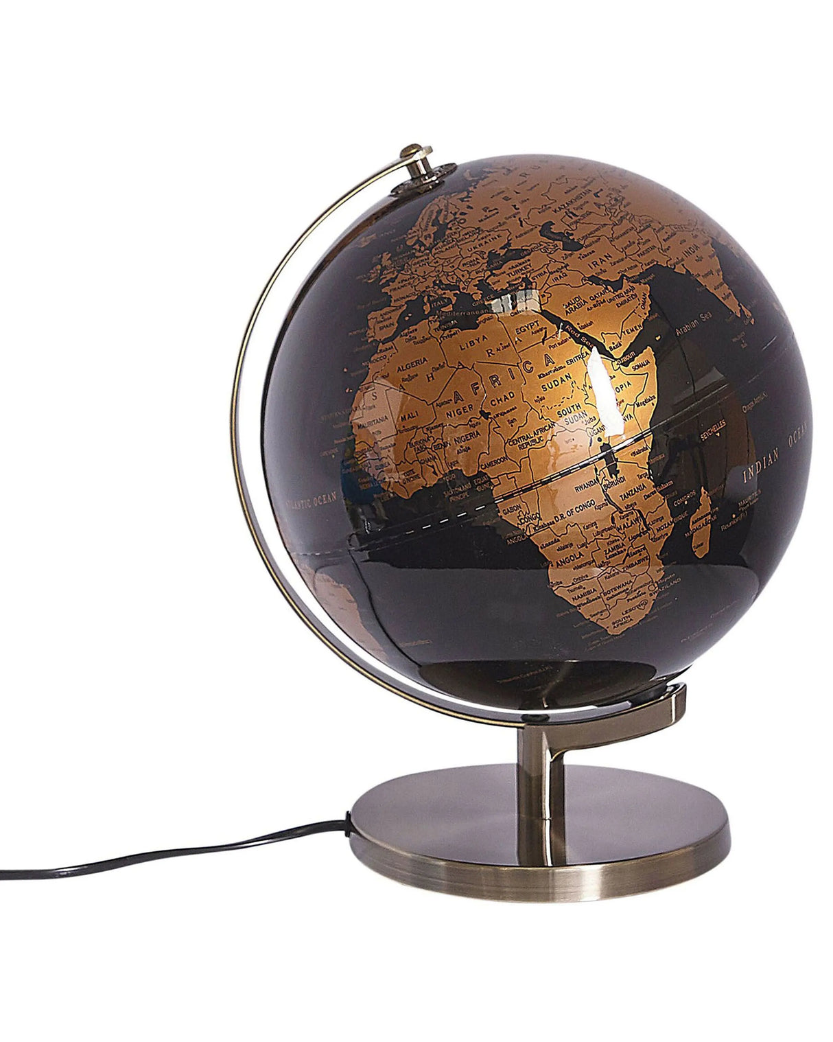 Globe Black Synthetic with LED Decorative 23cm World Sphere Office Study Modern Decor Beliani