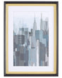 Framed Wall Art Blue and Grey Print Gold and Black Frame 60 x 80 cm Skyscrapers City Passe-Partout Industrial Minimalist Beliani