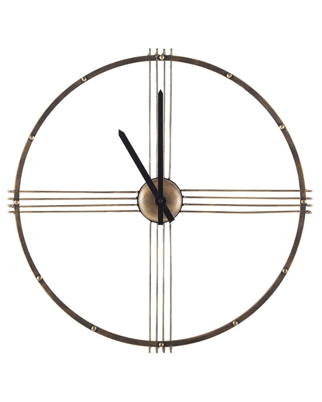 Wall Clock Gold Iron Frame Minimalist Design No Numbers Round 64 cm Beliani