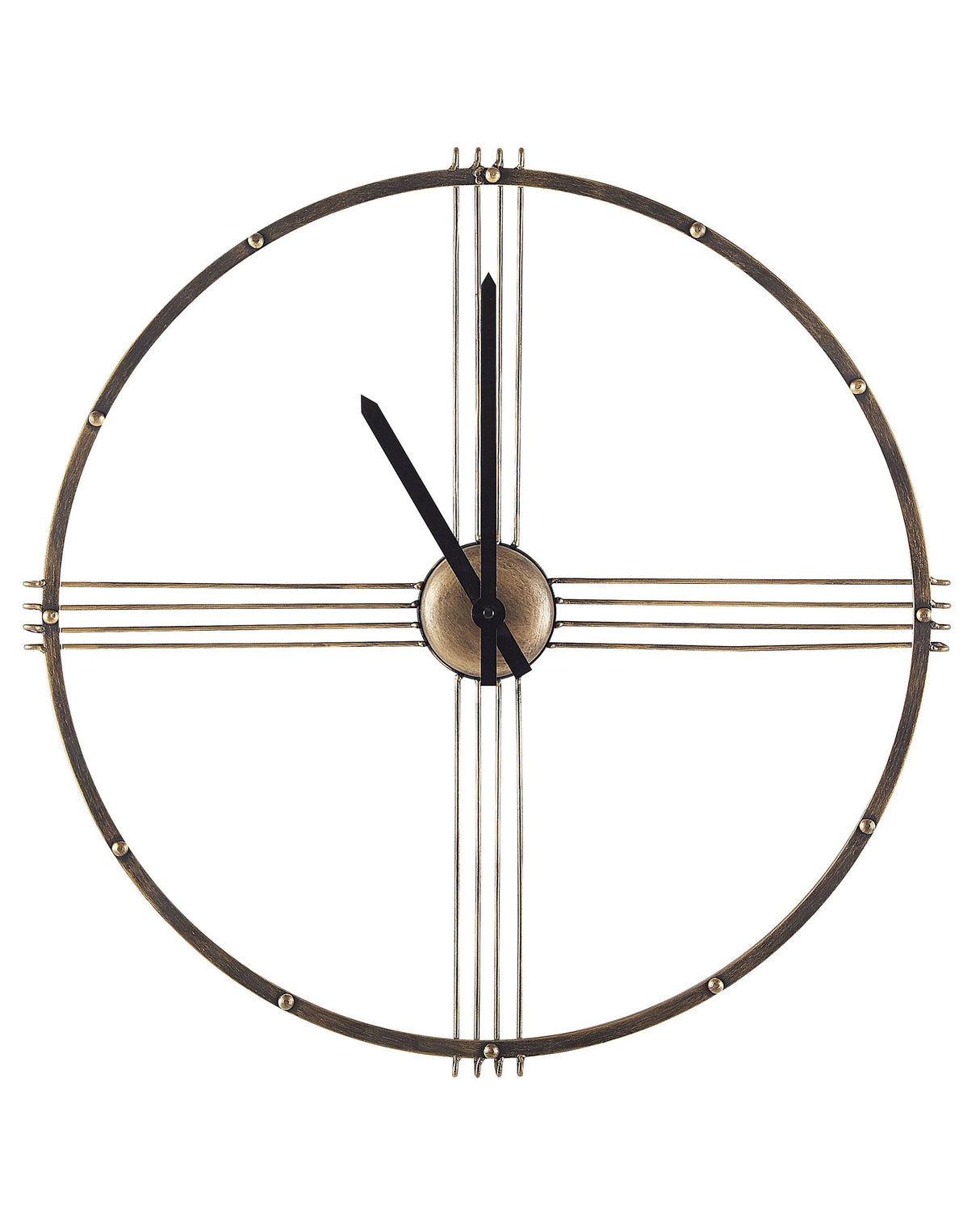 Wall Clock Gold Iron Frame Minimalist Design No Numbers Round 64 cm Beliani