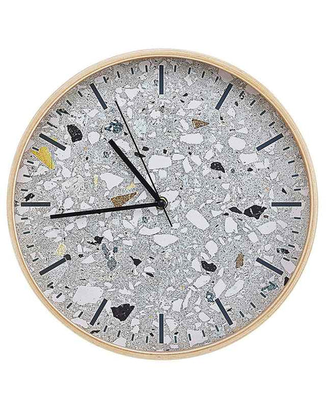 Wall Clock Grey Iron Vintage Design Granite Effect Round 31 cm Beliani