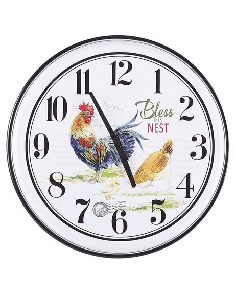 Wall Clock Multicolour Iron Open Face Country Retro Design Round 48 cm Beliani