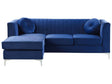 Corner Sofa Blue Velvet with Cushions 3 People Right Hand Glamour Beliani