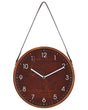 Wall Clock Brown MDF Faux Leather Vintage Design Round 26 cm Beliani