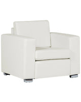 Armchair Club Chair White Split Leather Upholstery Chromed Legs Retro Design Beliani
