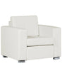 Armchair Club Chair White Split Leather Upholstery Chromed Legs Retro Design Beliani