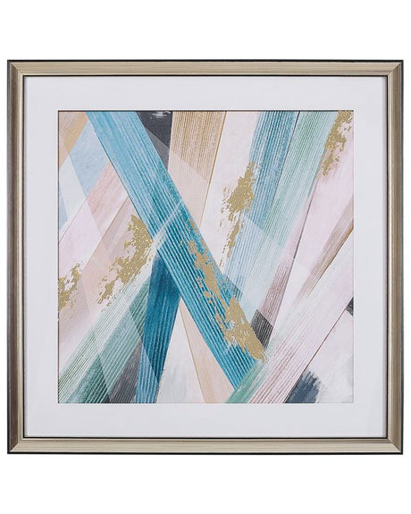 Framed Wall Art Multicolour Print on Paper 60 x 60 cm Passe-partout Frame Abstract Theme Beliani