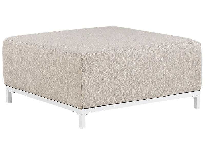 Ottoman Beige Polyester Upholstery White Aluminium Legs Metal Frame Outdoor and Indoor Water Resistant Beliani