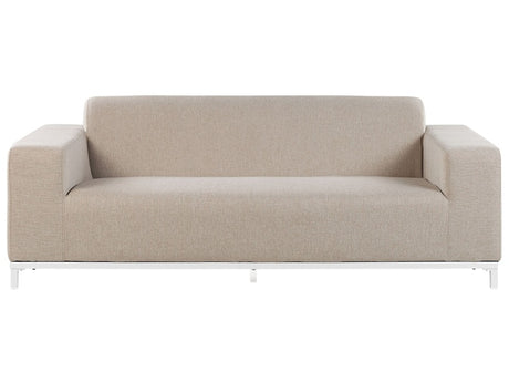 Garden Sofa Beige Fabric Upholstery White Aluminium Legs Indoor Outdoor Furniture Weather Resistant Outdoor Beliani