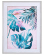 Framed Wall Art Blue and Pink Print on Paper 60 x 80 cm Passe-Partout Frame Botanical Theme Beliani