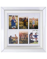 Multi Photo Frame Silver Glass Mirrored 50 x 50 cm for 6 Pictures 10 x 15 cm Collage Aperture Beliani