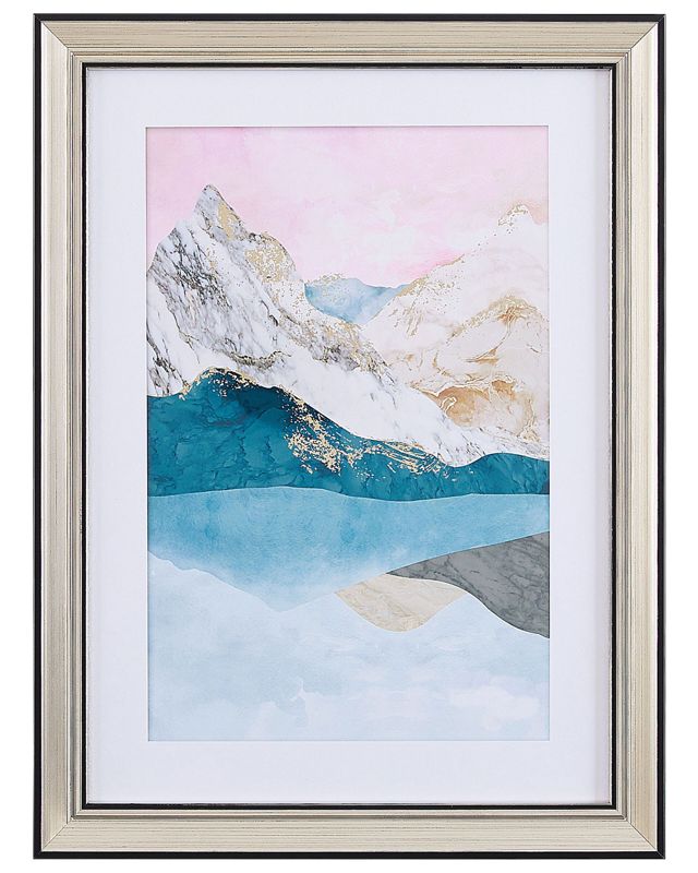 Framed Wall Art Multicolour Print on Paper 30 x 40 cm Passe-Partout Frame Mountains Theme Beliani