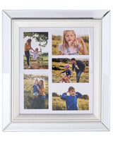 Multi Photo Frame Silver Glass Mirrored 49 x 44 cm for 5 Pictures 10 x 15 cm Collage Aperture Beliani