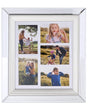 Multi Photo Frame Silver Glass Mirrored 49 x 44 cm for 5 Pictures 10 x 15 cm Collage Aperture Beliani
