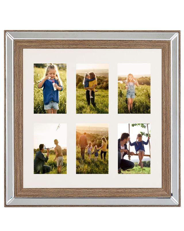 Photo Frame Dark Wood 50 x 50 cm for 6 Pictures 10 x 15 cm Collage Aperture Beliani