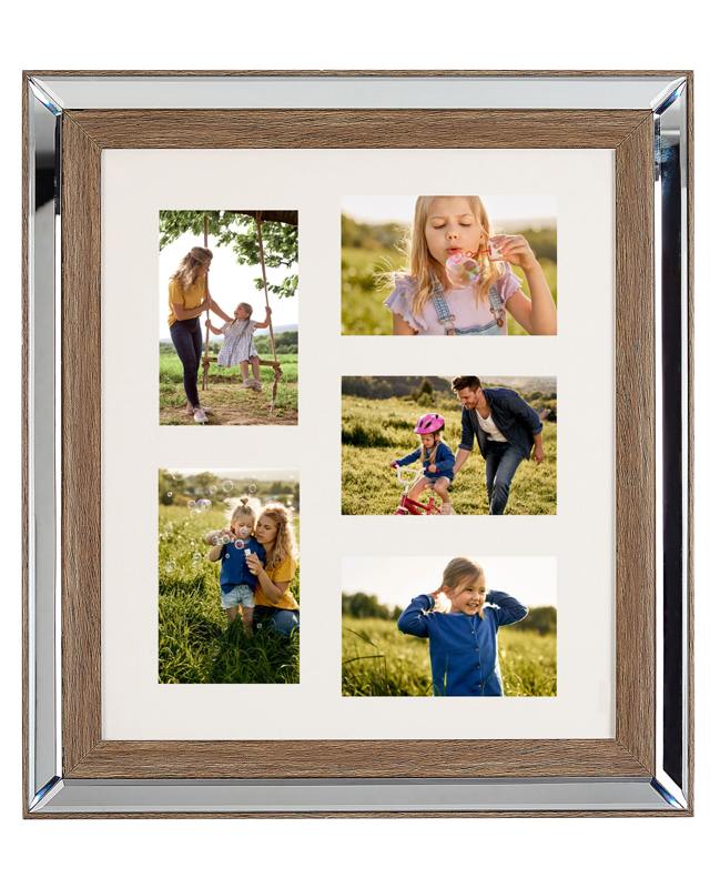 Photo Frame Dark Wood 49 x 44 cm for 5 Pictures 10 x 15 cm Collage Aperture Beliani