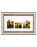 Photo Frame Dark Wood 32 x 50 cm for 3 Pictures 10 x 15 cm Collage Aperture Beliani