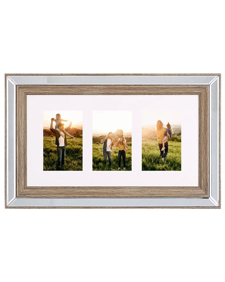 Photo Frame Dark Wood 32 x 50 cm for 3 Pictures 10 x 15 cm Collage Aperture Beliani