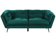 Sofa Dark Green Velvet Metal Legs 210 x 90 cm with Cushions Retro Beliani