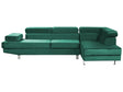 Corner Sofa Green Velvet L-shaped 5 Seater Adjustable Headrests and Armrests Modern Living Room Couch Beliani