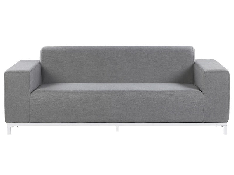 Garden Sofa Grey Fabric Upholstery White Aluminium Legs Indoor Outdoor Furniture Weather Resistant Outdoor Beliani