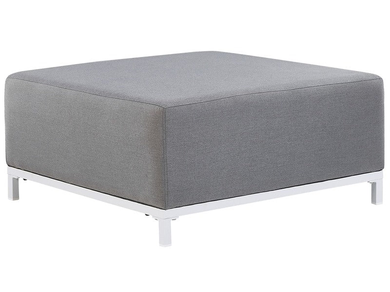 Ottoman Grey Polyester Upholstery White Aluminium Legs Metal Frame Outdoor and Indoor Water Resistant Beliani