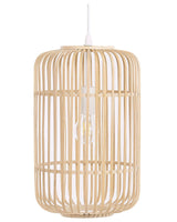 Pendant Lamp Light Wood Bamboo Oval Shade Hanging Ceiling Lamp Beliani