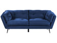 Sofa Blue Velvet Metal Legs 210 x 90 cm with Cushions Retro Beliani