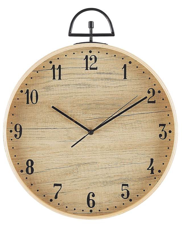 Wall Clock MDF Light Wood Vintage Design Wood Effect Round 40 cm Beliani