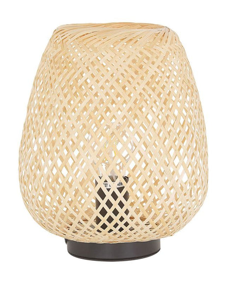 Table Lamp Light Wood Bamboo 30 cm Boho Style Home Decor Accessory Beliani