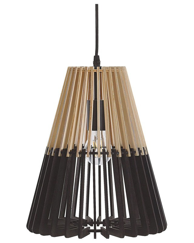 Hanging Lamp Pendant Lamp Light Wood Black Scandinavian Design Beliani