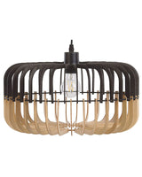 Hanging Lamp Pendant Lamp Light Wood Black Scandinavian Design Beliani
