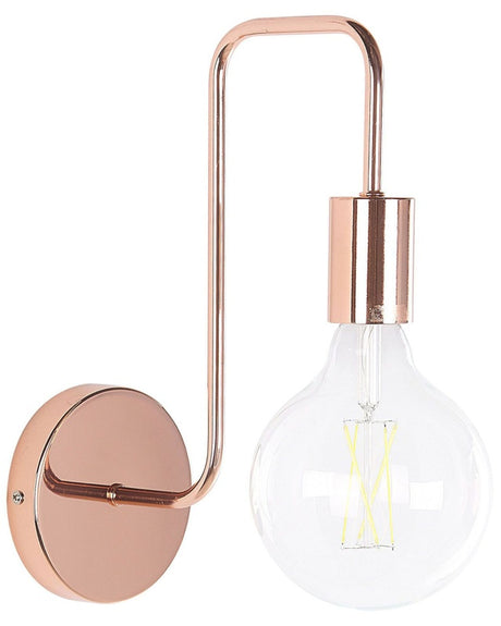 Wall Lamp Copper Metal Sconce Gloss Finish Exposed Light Bulb Industrial Beliani