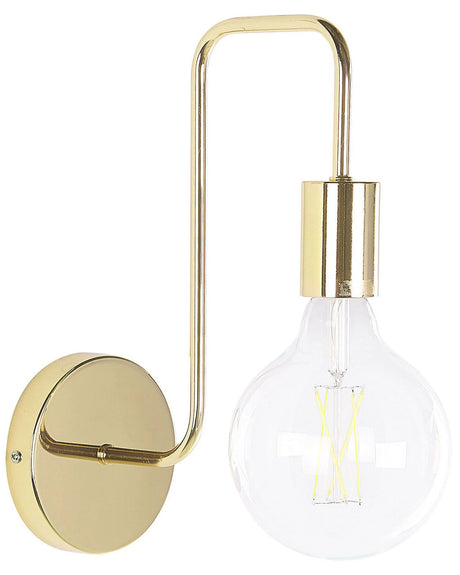 Wall Lamp Gold Metal Sconce Gloss Finish Exposed Light Bulb Glamour Beliani